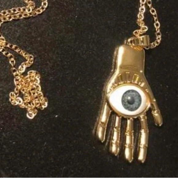 Realistic Evil Eye Hamsa~ Hand of Fatima Miriam Hamesh God Blue Eyeball Necklace - Picture 11 of 13